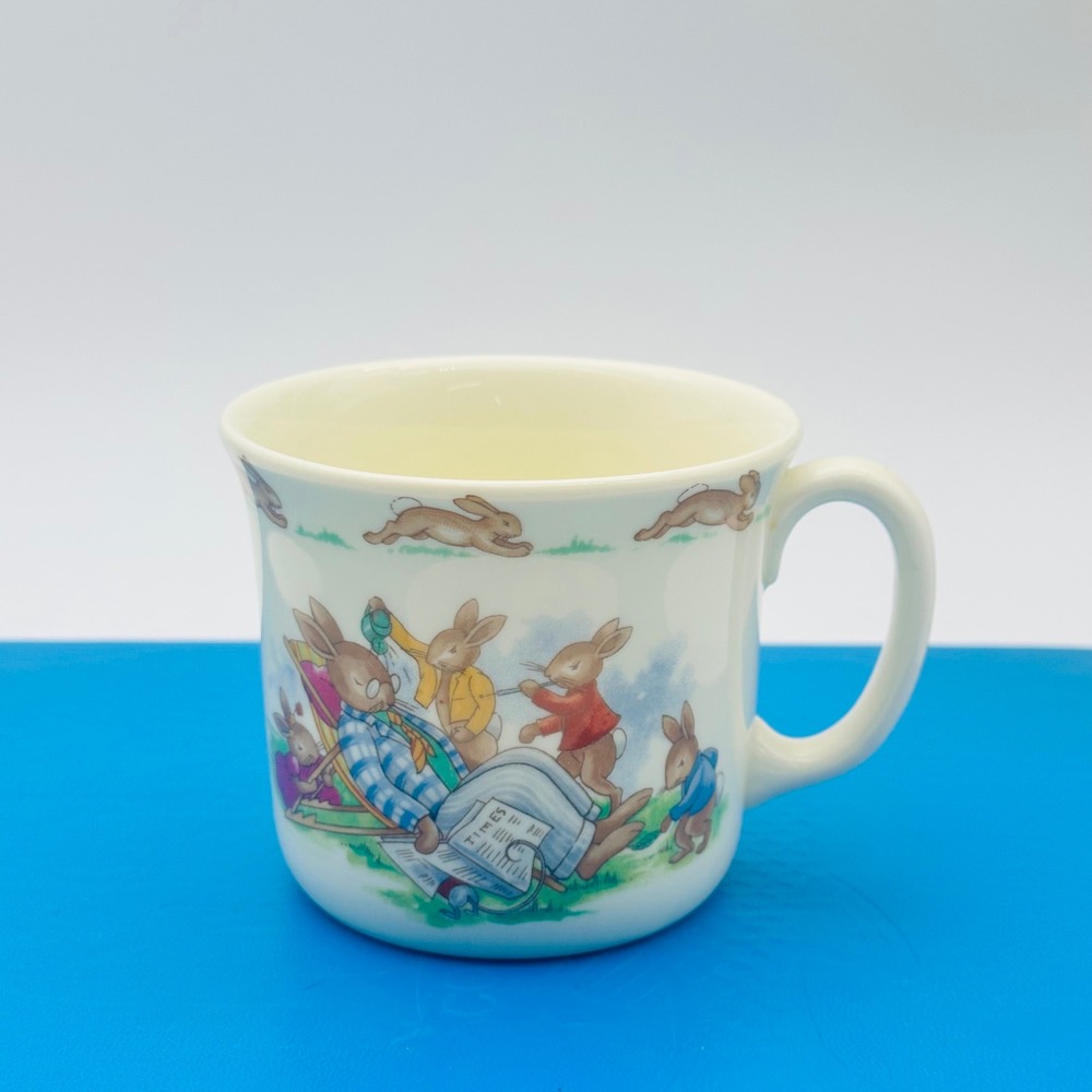 Vintage Royal Doulton Bunnykins Mug Fine Bone China England Bunny Grandpa Nap